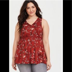 Floral Twill Babydoll Tunic